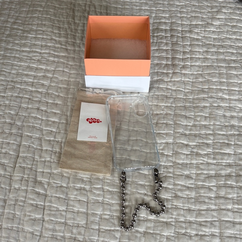 Ossa Clear Phone Case with Silver Ball Chain Strap